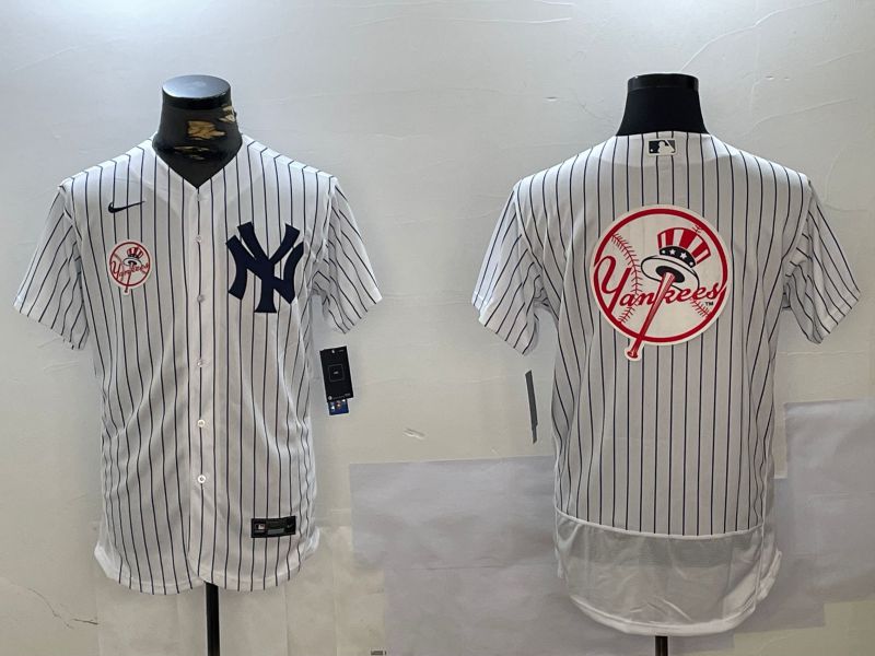 Men New York Yankees Blank White stripe Elite 2024 Nike MLB Jersey style 101613